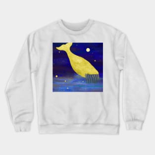 Abstract whale in night sky - golden stars Crewneck Sweatshirt